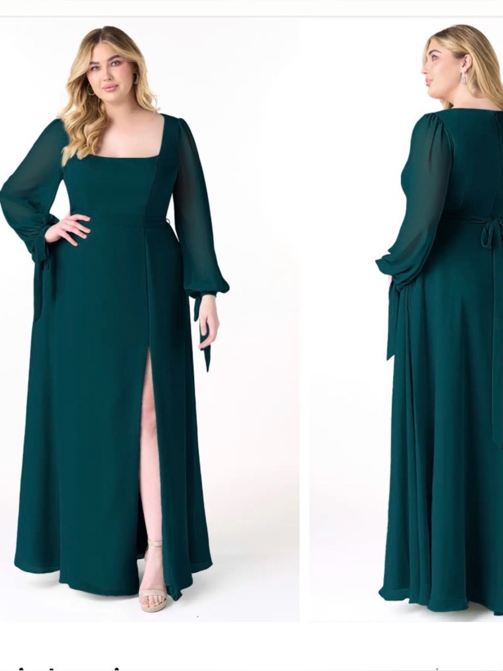 Azazie Leonia Pine Color Long Sleeve Bridesmaid Dress